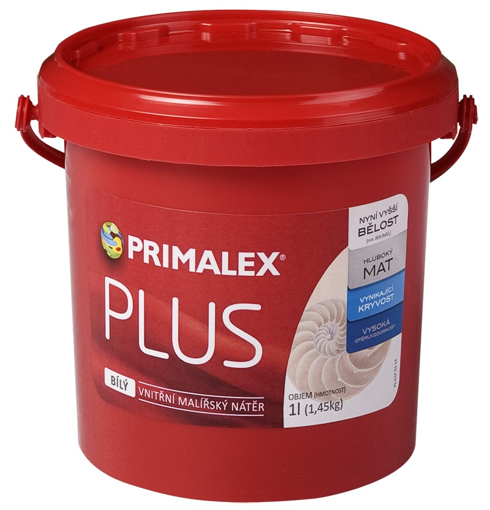 Obrázek z Primalex Plus bílý vnitřní malířský nátěr 1l (1,45 kg) 