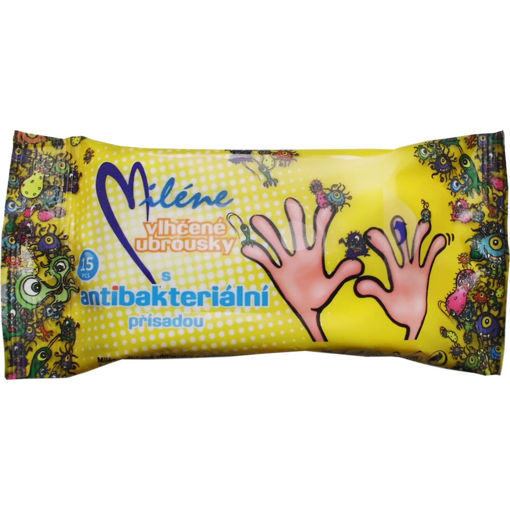 Obrázek z Miléne Kids vlhčené ubrousky s antibakteriální přísadou 15 ks 