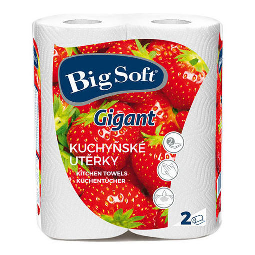 Obrázek z Big Soft Gigant 2vrstvé kuchyňské papírové utěrky 2× 80 útržků 2 role 