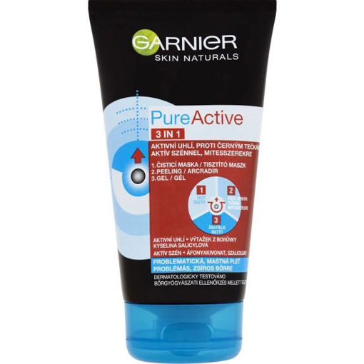 Obrázek z Garnier Skin Naturals Pure Active 3v1 aktivní uhlí proti černým tečkám 150 ml 