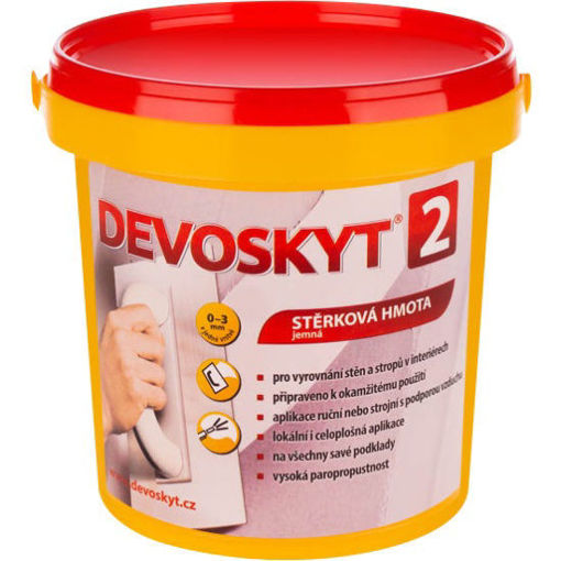 Obrázek z Devoskyt hrubost 2 stěrková hmota do interiéru, 1,8 kg 