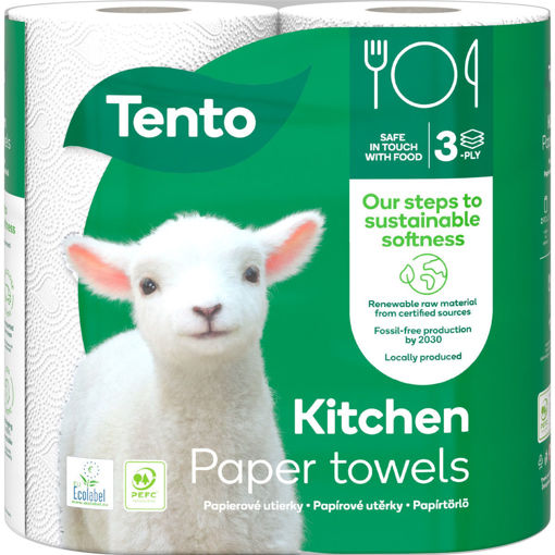 Obrázek z Tento Kitchen kuchyňské papírové utěrky 3vrstvé 2× 17 m 2 role 