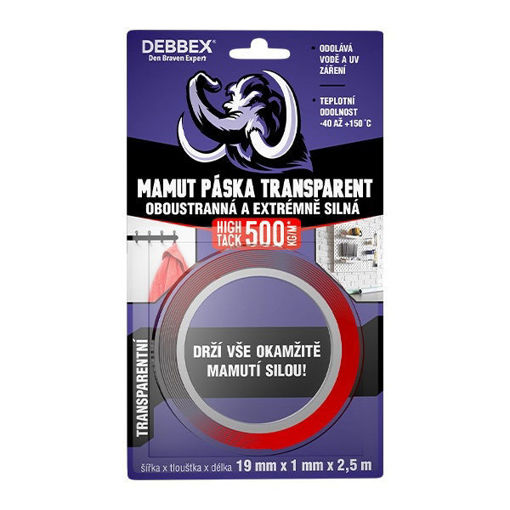 Obrázek z Oboustranná a extrémně silná MAMUT PÁSKA TRANSPARENT 19 mm x 1 mm x 2,5 m 
