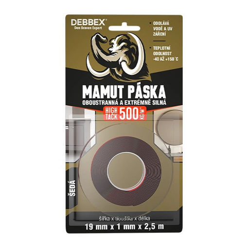Obrázek z Oboustranná a extrémně silná MAMUT PÁSKA HIGH TACK 19 mm x 1 mm x 2,5 m 