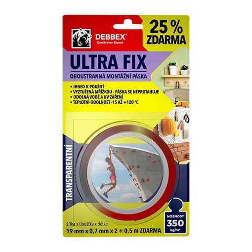Obrázek z Oboustranná montážní páska ULTRA FIX 19 mm x 0,7 mm x 2,5 m 