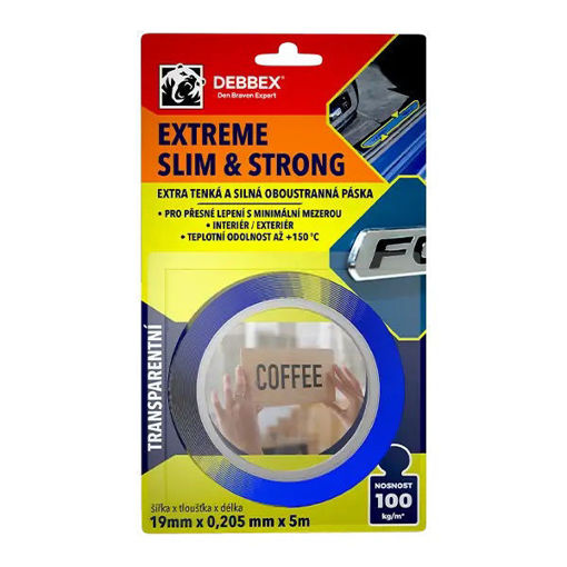Obrázek z Extra tenká a silná oboustranná páska EXTREME SLIM & STRONG 19 mm x 0,205 mm x 5 m 