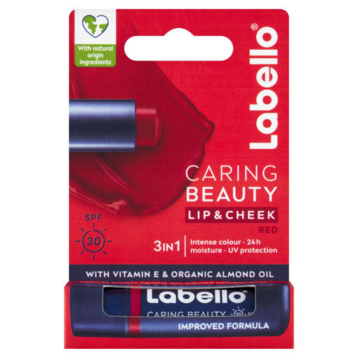 Obrázek z Labello Caring Beauty Red barevný balzám na rty a tváře OF 30 4,8g 