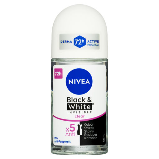 Obrázek z Nivea Black & White Invisible Clear kuličkový antiperspirant 50ml 