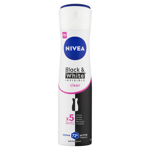 Obrázek z Nivea Black & White Invisible Clear sprej antiperspirant 150ml 