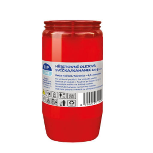Obrázek z Tip Line hřbitovní svíčka olejová 120g červená 